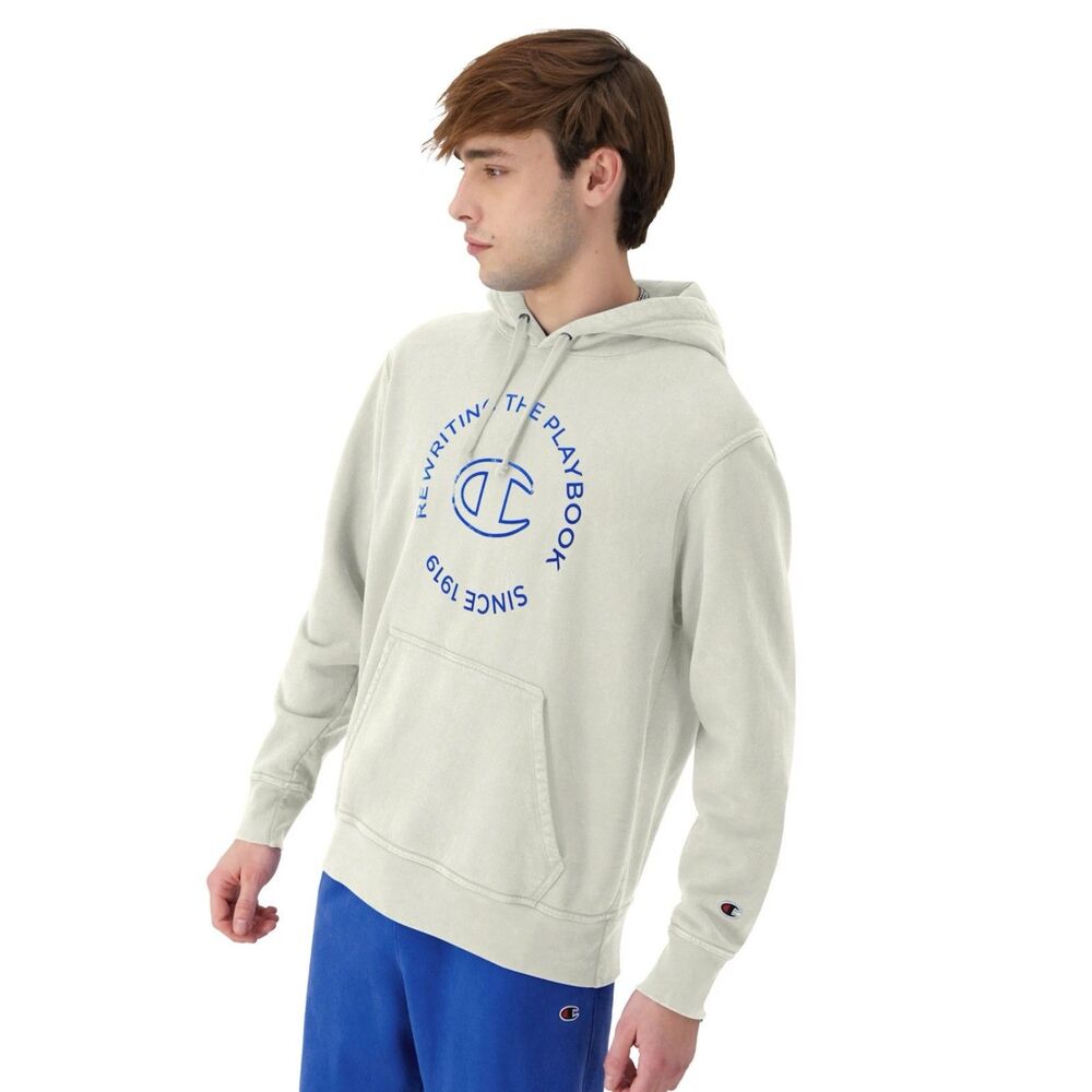Champion Hoodie Size Medium Beige Mineral Dye Graphic GF9091 NWT